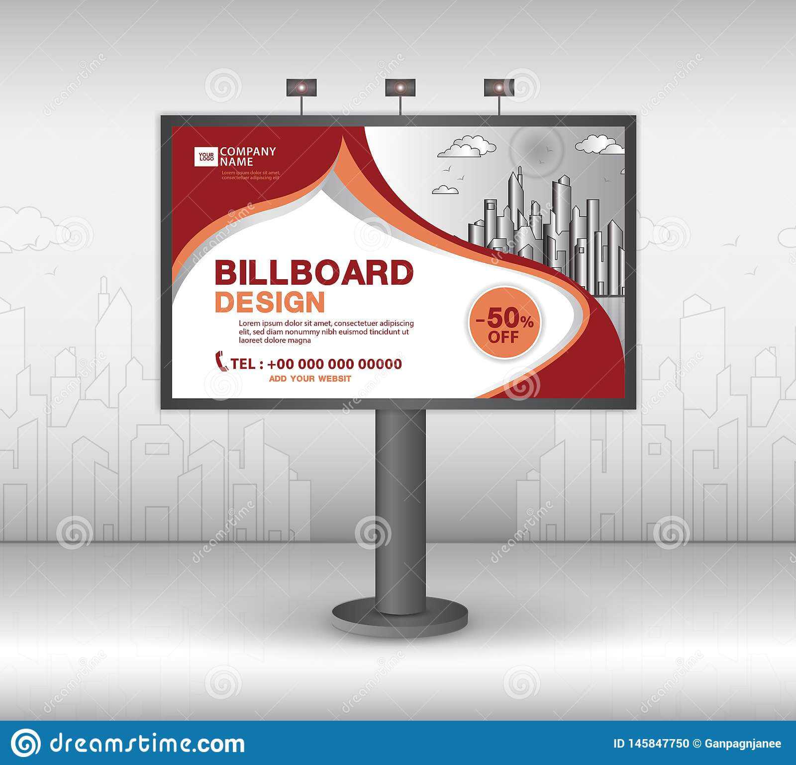 Billboard Banner Template Vector Design, Advertisement With Outdoor Banner Template