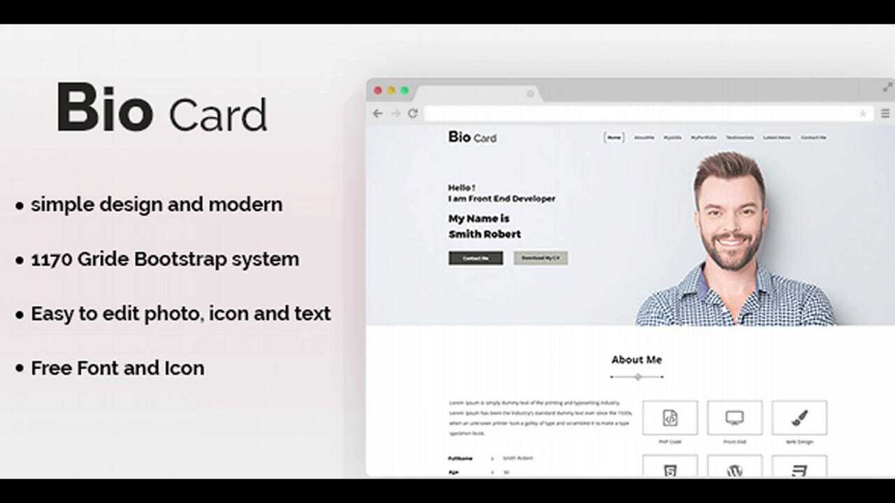 Biocard – Personal Portfolio Psd Template | Themeforest Website Templates  And Themes In Bio Card Template