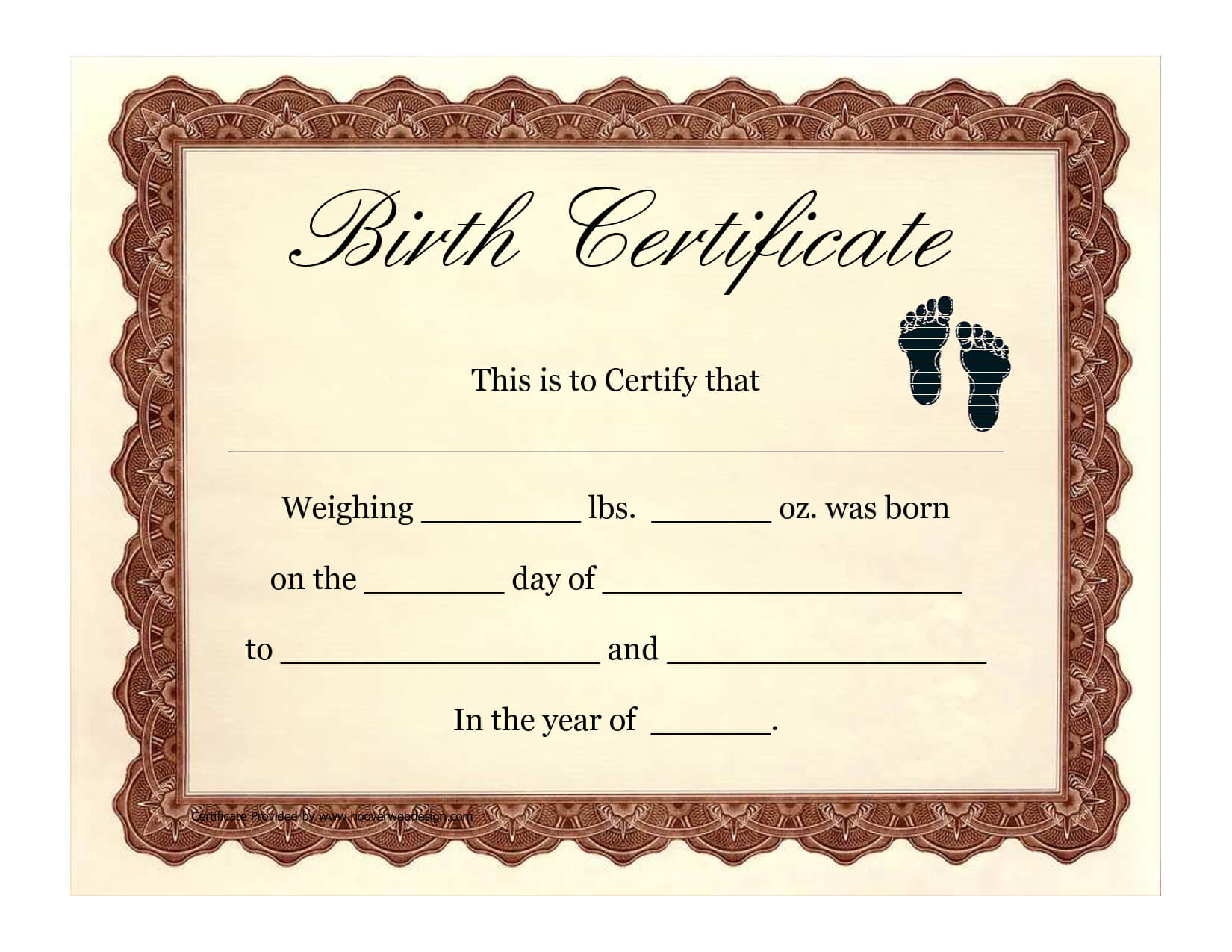 Birth Certificate Template | Printable Baby Birth Pertaining To Blank Marriage Certificate Template