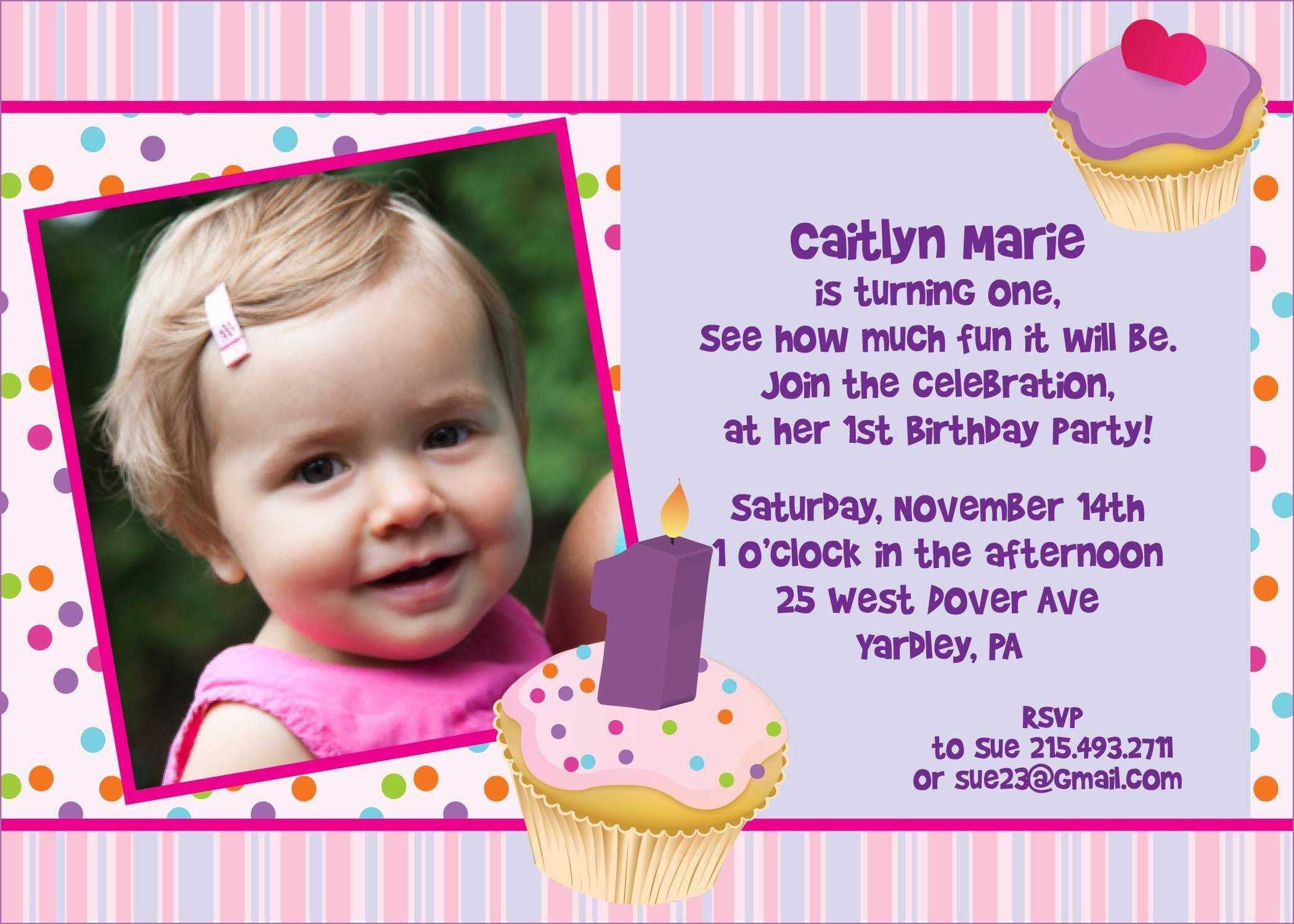 Birthday Card Invitation Sample | Theveliger Within First Birthday Invitation Card Template