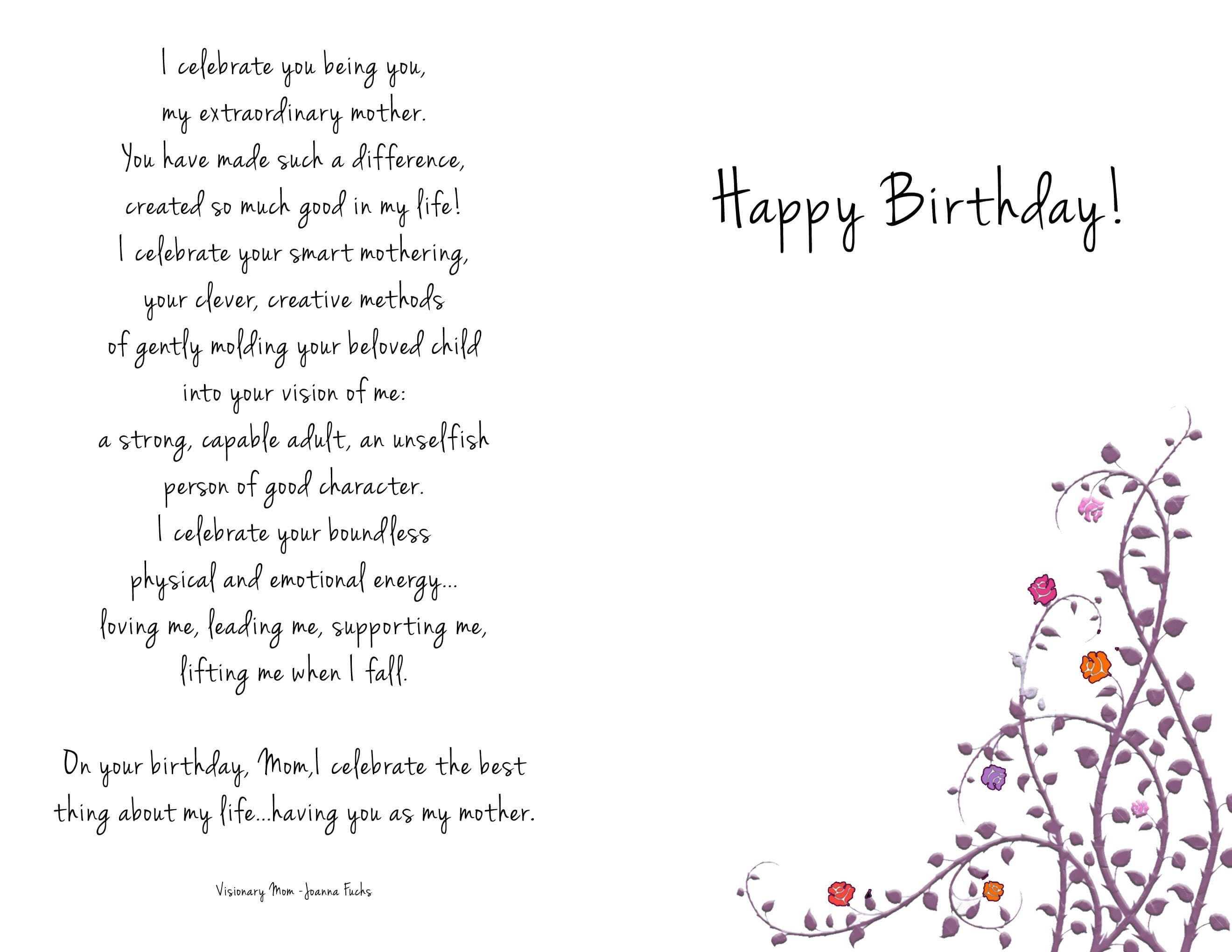 Birthday Cards Templates Collections Mom Birthday Card Pertaining To Mom Birthday Card Template