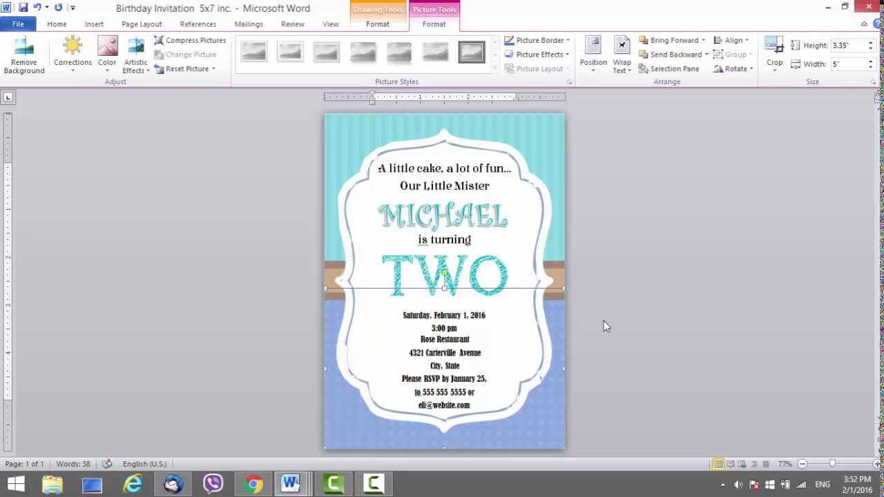 Birthday Invitation Template For Ms Word For Birthday Card In Birthday Card Template Microsoft Word