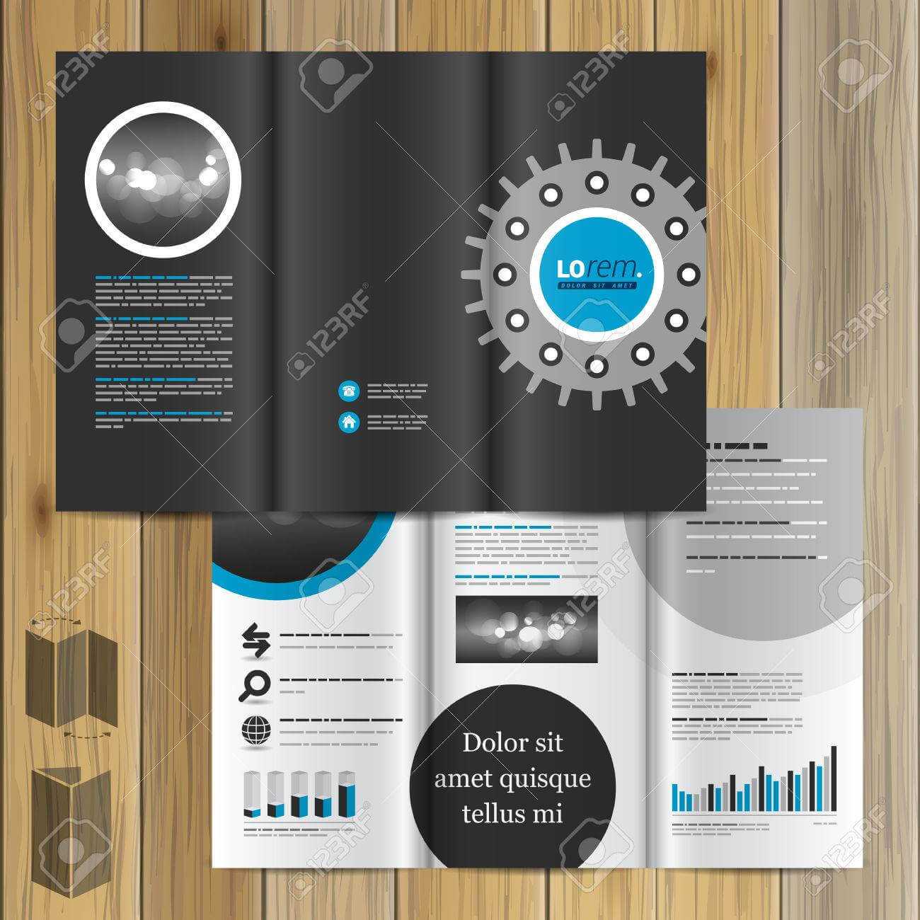 Black Technical Brochure Template Design With Cogwheel. Cover.. With Technical Brochure Template