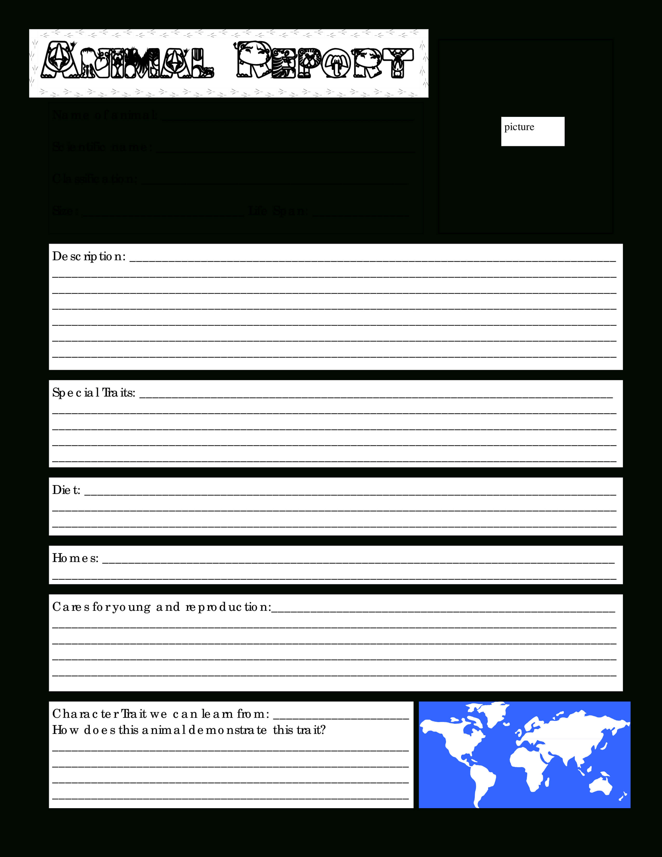 Blank Animal Report | Templates At Allbusinesstemplates Inside Animal Report Template