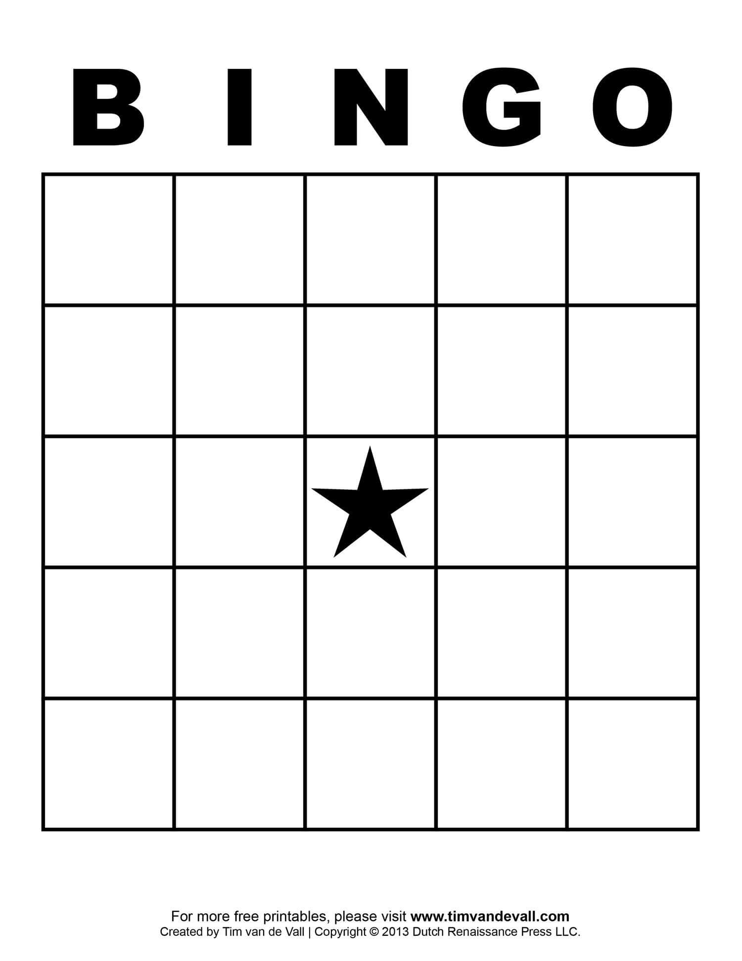 Blank Bingo Card Template Word