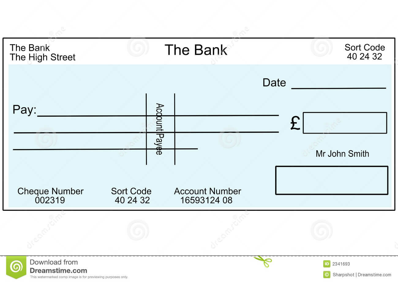 Blank British Cheque Stock Illustration. Illustration Of In Intended For Large Blank Cheque Template