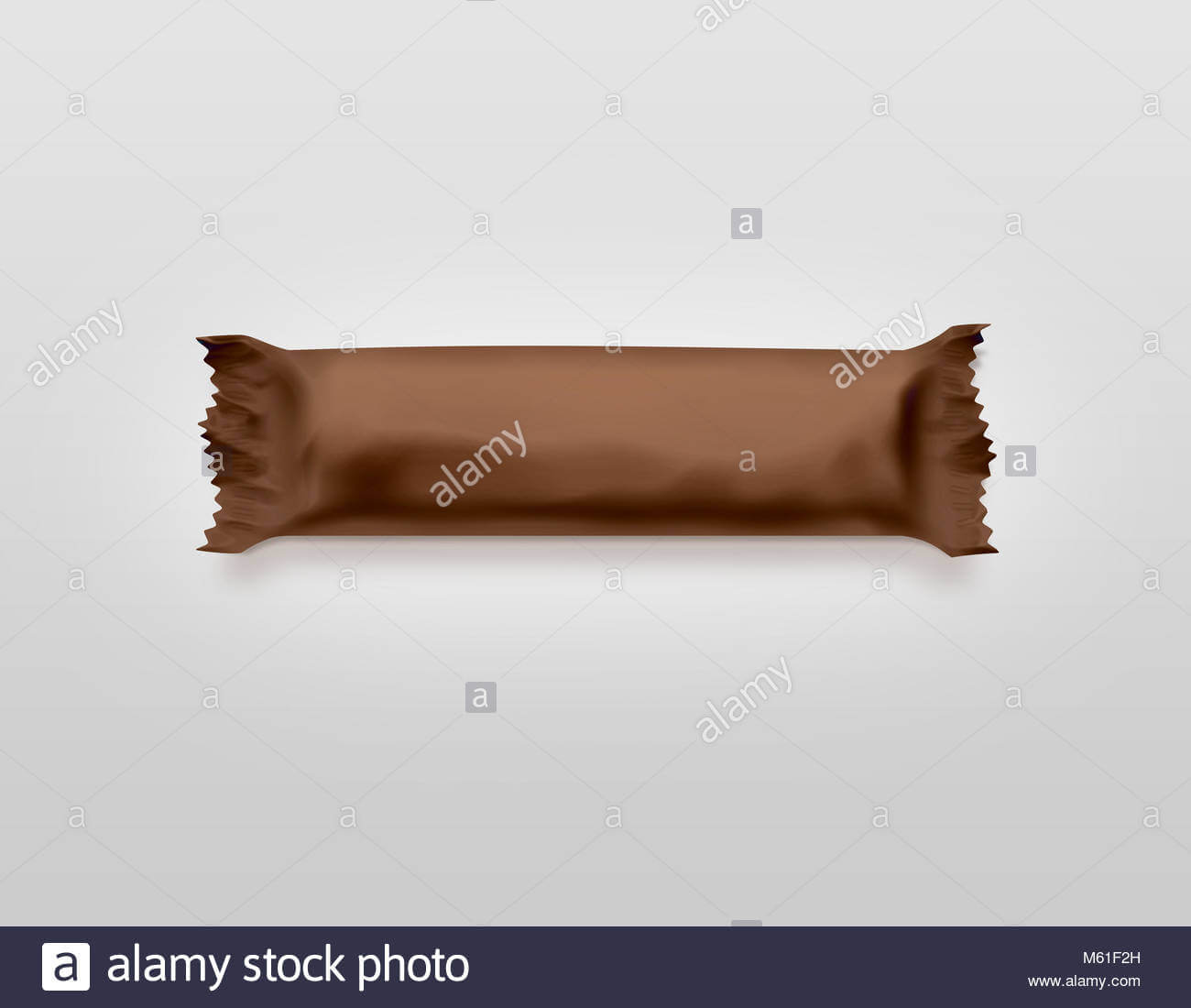 Blank Brown Candy Bar Plastic Wrap Mockup Isolated. Empty With Blank Candy Bar Wrapper Template
