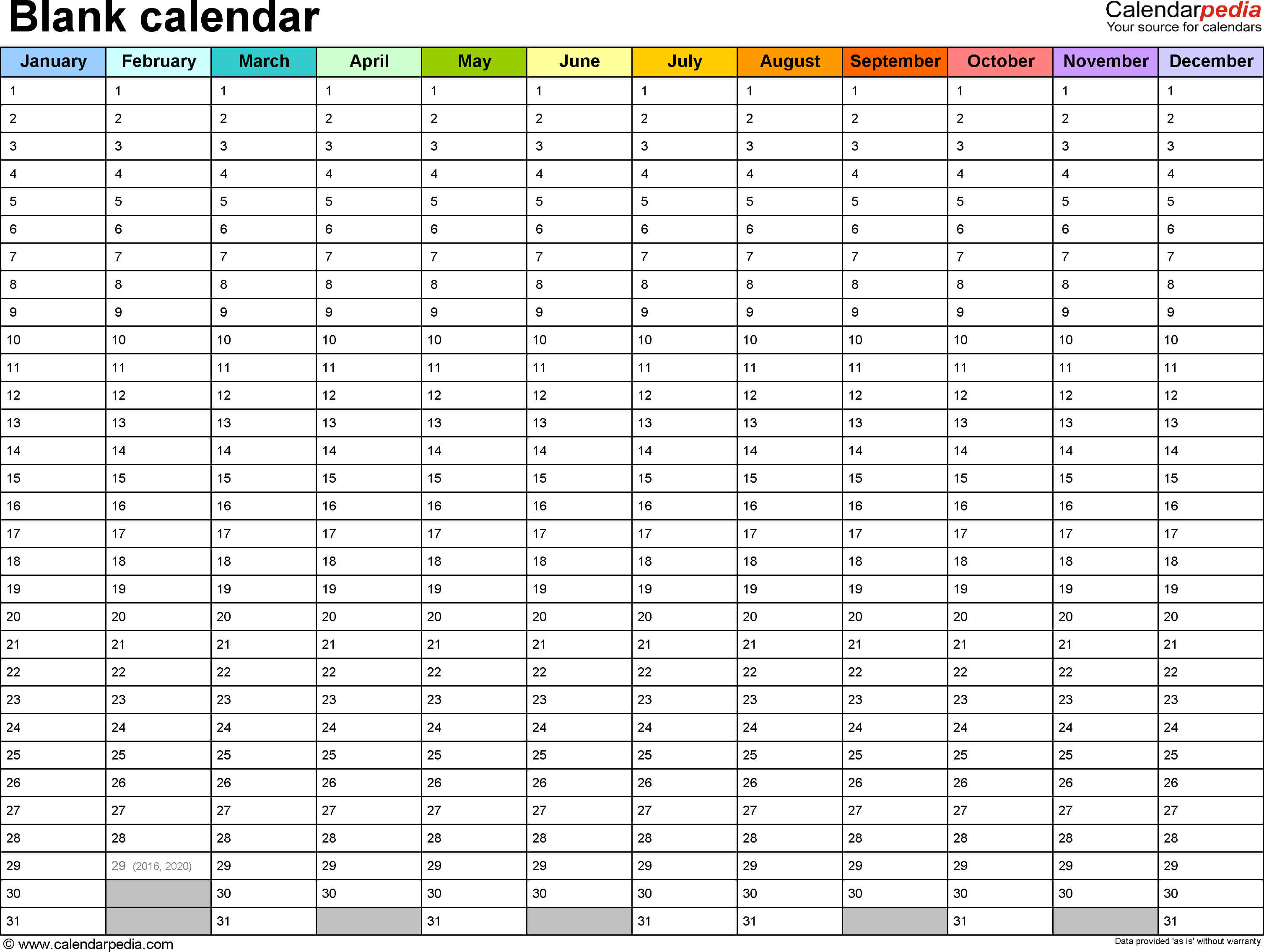 Blank Calendars – Free Printable Microsoft Word Templates With Month At A Glance Blank Calendar Template