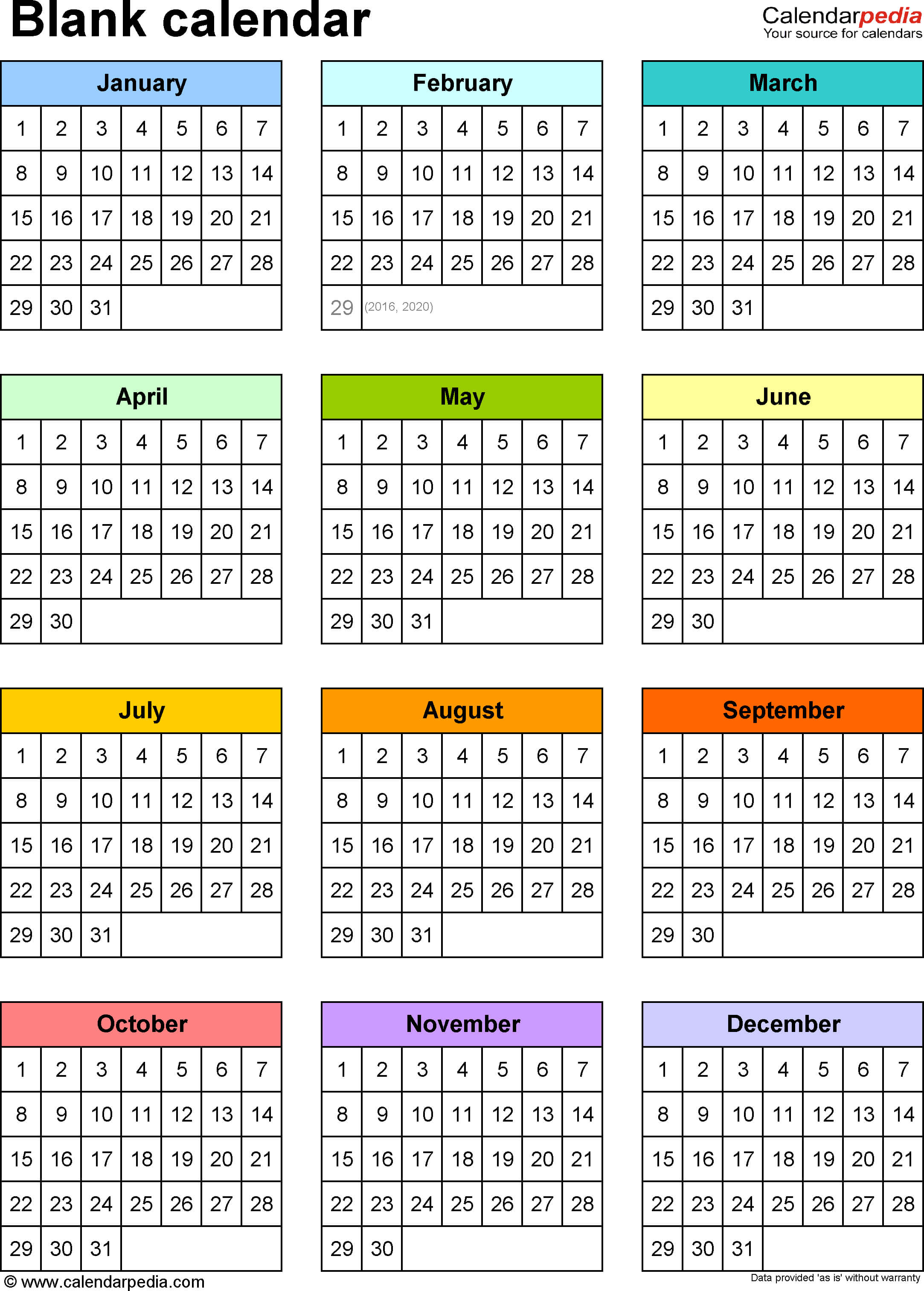 Blank Calendars – Free Printable Microsoft Word Templates Within Month At A Glance Blank Calendar Template