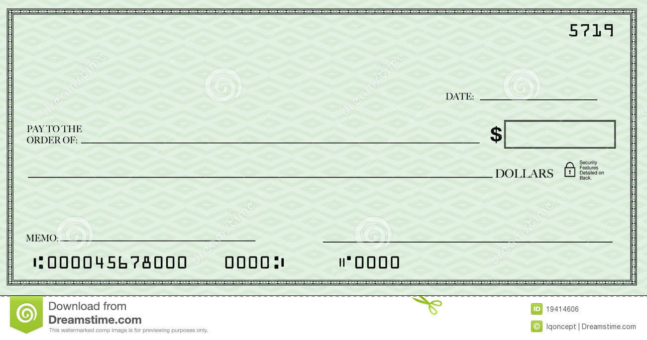 Blank Check With Open Space For Your Text Stock Illustration For Blank Cheque Template Download Free