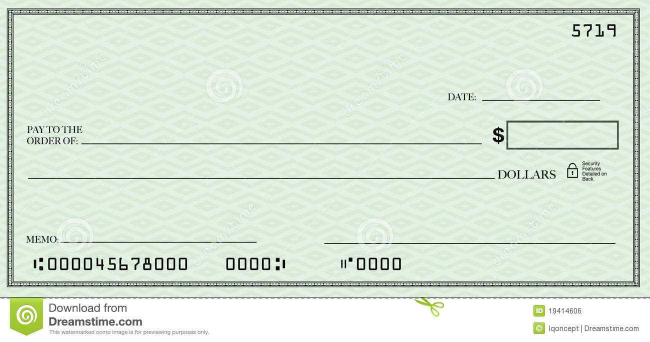 Blank Check With Open Space For Your Text Stock Illustration With Regard To Large Blank Cheque Template