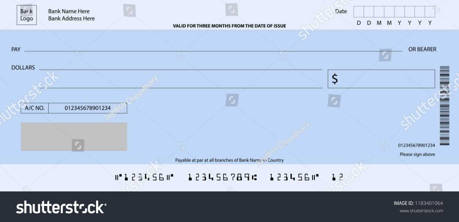 Blank Cheque Design Template Illustration. Vector Of Empty Inside Large Blank Cheque Template