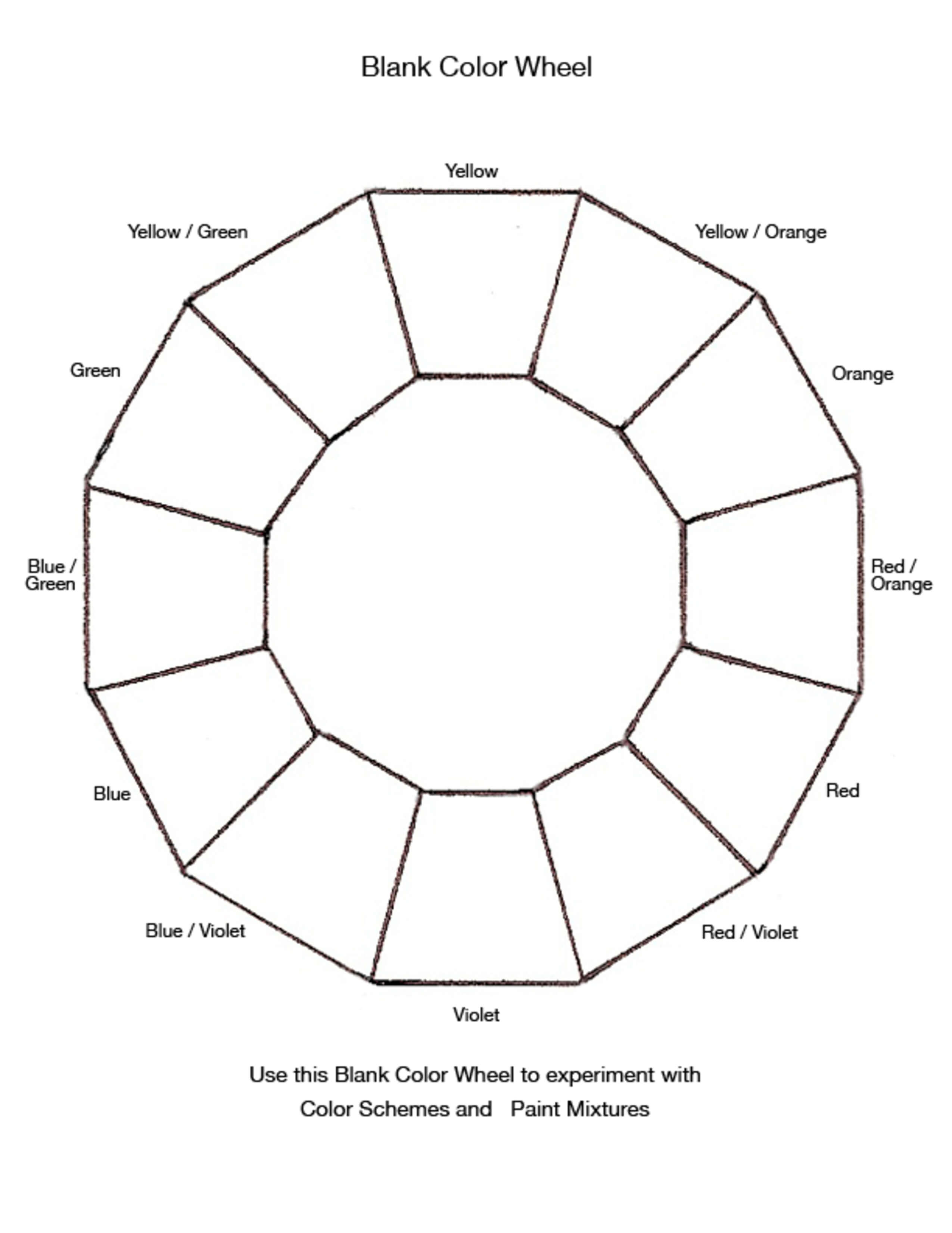 Blank Color Wheel Chart | Templates At Allbusinesstemplates For Blank Color Wheel Template