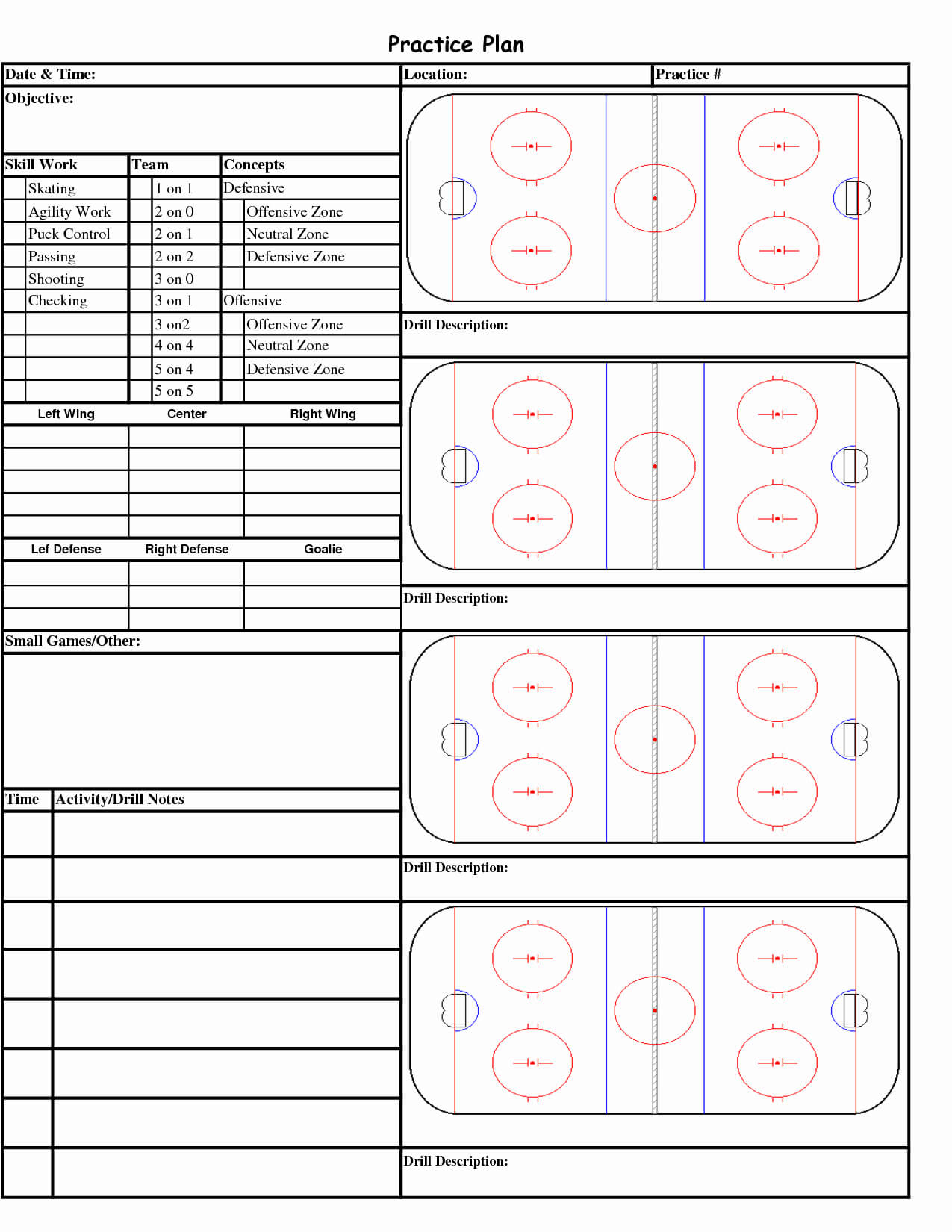 Blank Hockey Practice Plan Template – Atlantaauctionco Regarding Blank Hockey Practice Plan Template