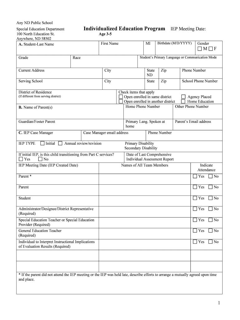 Blank Iep Form – Fill Online, Printable, Fillable, Blank Throughout Blank Iep Template