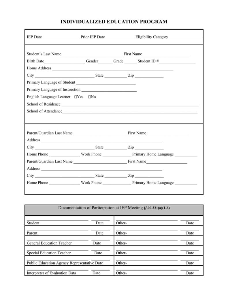 Blank Iep Form Inside Blank Iep Template