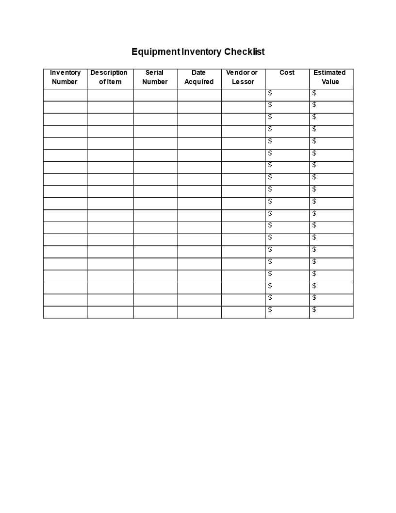 Blank Inventory Checklist In Word | Templates At With Blank Checklist Template Word