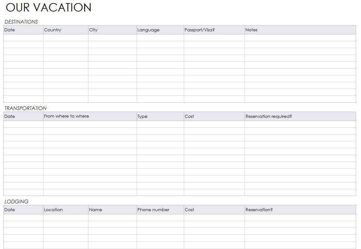 Blank Itinerary Templates – Word Excel Samples Inside Blank Trip Itinerary Template