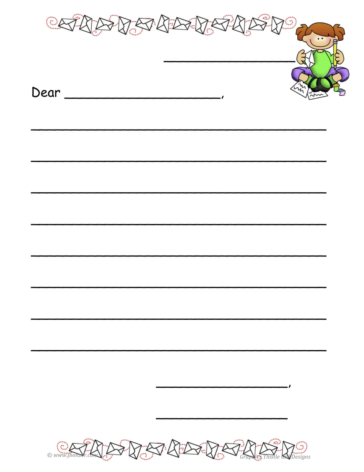 Blank Letter Writing Paper | Floss Papers With Blank Letter Writing Template For Kids
