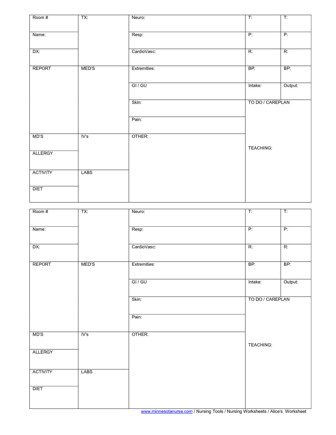 Blank Nursing Report Sheets For Newborns | Nursing Patient In Nursing Report Sheet Template