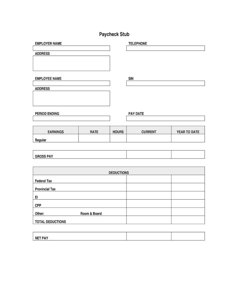 Blank Pay Stubs Template – Fill Online, Printable, Fillable Within Blank Pay Stubs Template