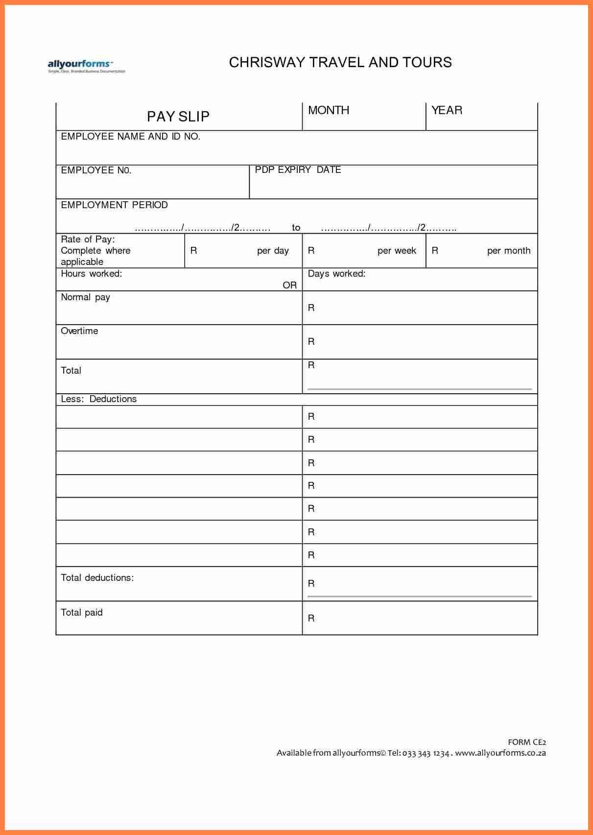 Blank Payslip Template Free – Monthly Printable Calendar In Blank Payslip Template