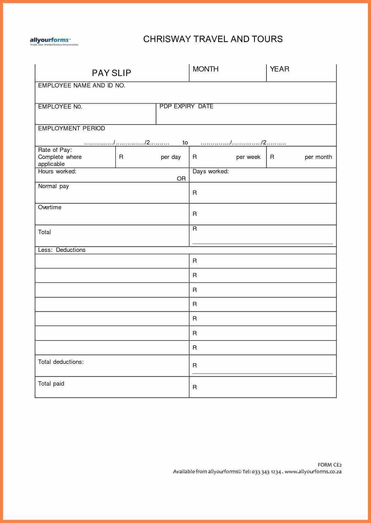 Blank Payslip Template Free – Monthly Printable Calendar In Blank Payslip Template