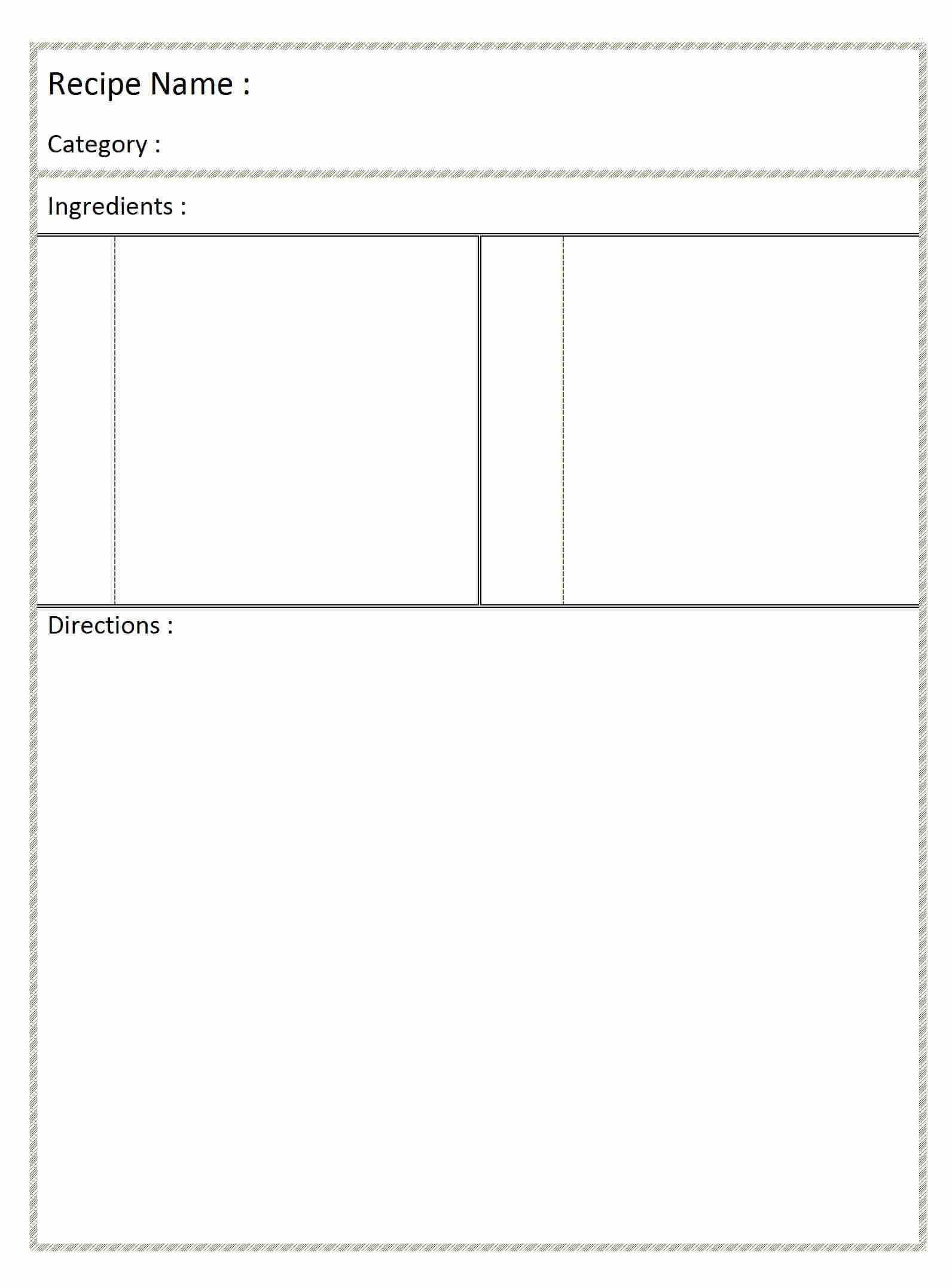 Blank Recipe Card | Printables | Recipe Template For Word With Full Page Recipe Template For Word