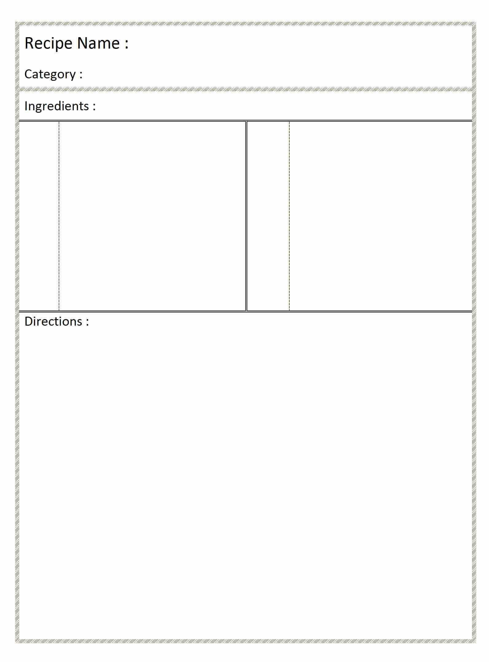 Blank Recipe Card | Printables | Recipe Template For Word With Full Page Recipe Template For Word