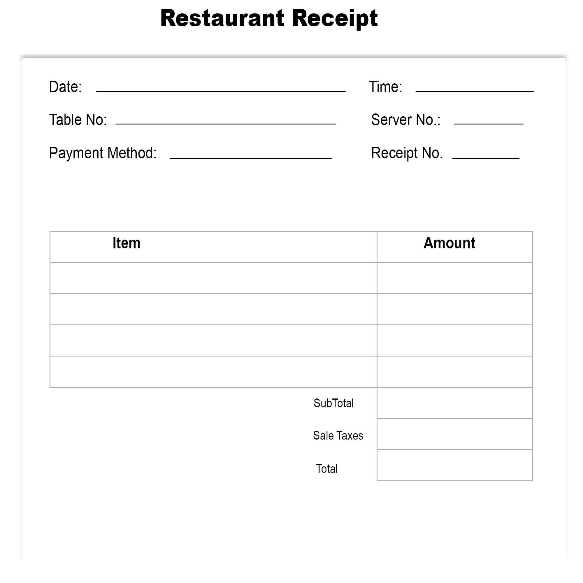 Blank Restaurant Receipt Template | The Receipt Template In Blank Taxi Receipt Template