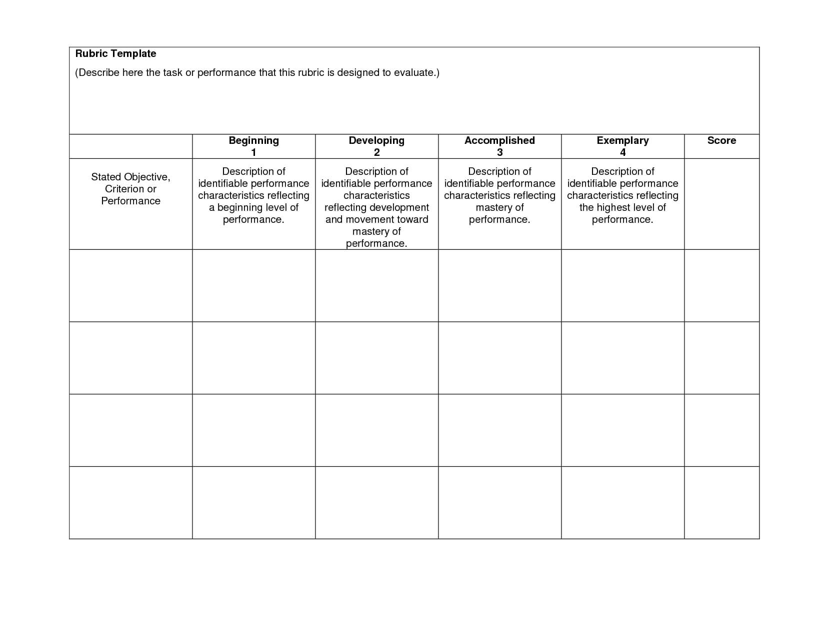 Blank Rubrics To Fill In | Rubric Template – Download Now Within Blank Rubric Template