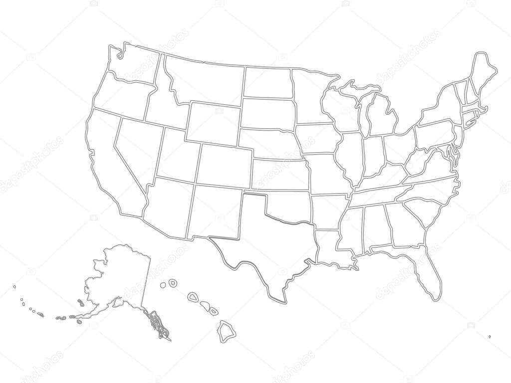 Blank Similar Usa Map Isolated On White Background. United Within Blank Template Of The United States