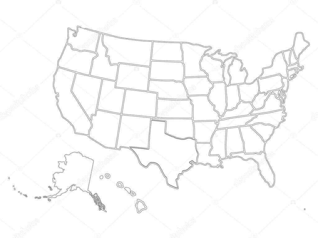 Blank Similar Usa Map Isolated On White Background. United Within Blank Template Of The United States