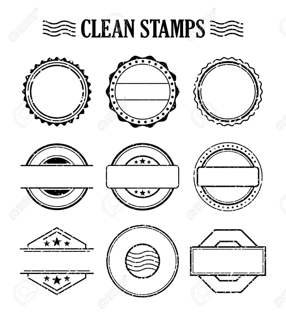 Blank Stamp Set, Ink Rubber Seal Texture Effect. Postage And.. Within Blank Seal Template