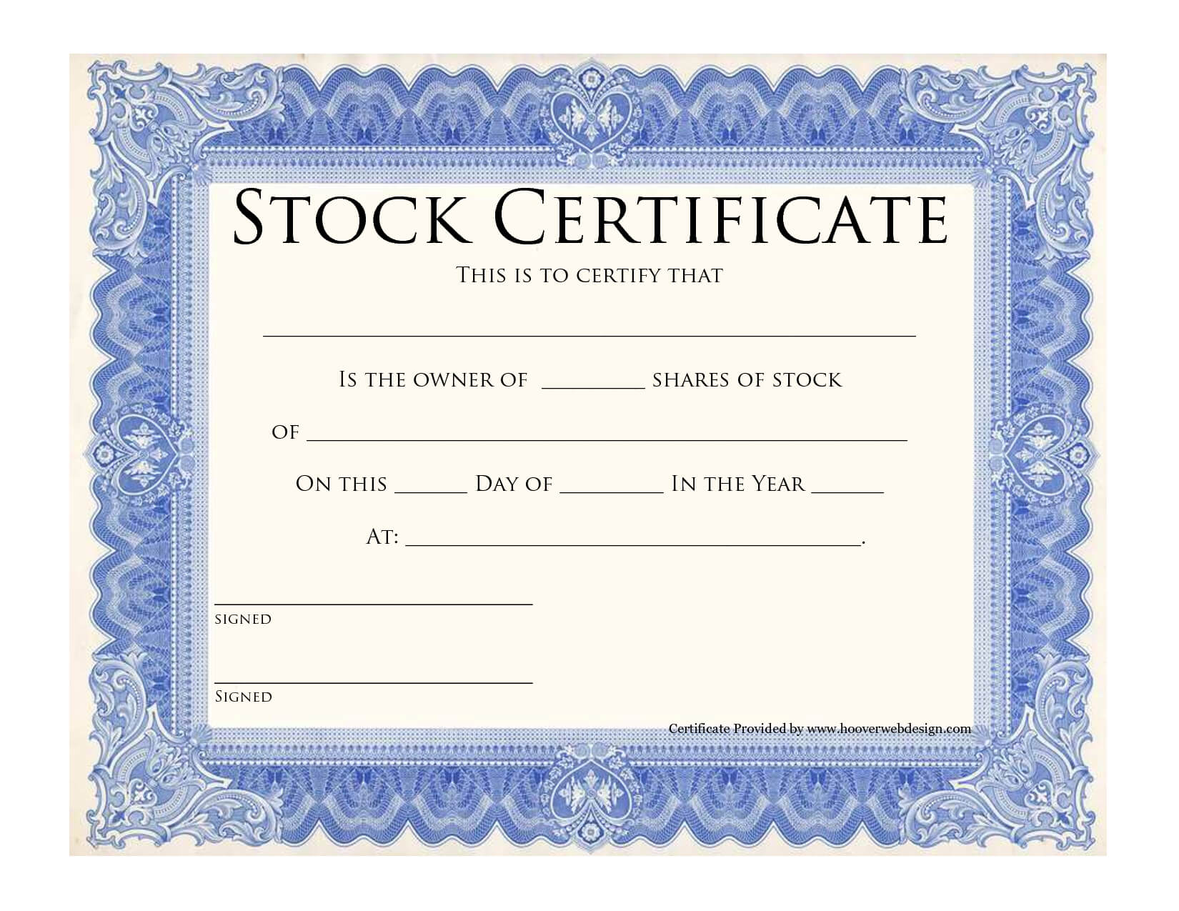 Blank Stock Certificate Template | Printable Stock Regarding Free Stock Certificate Template Download