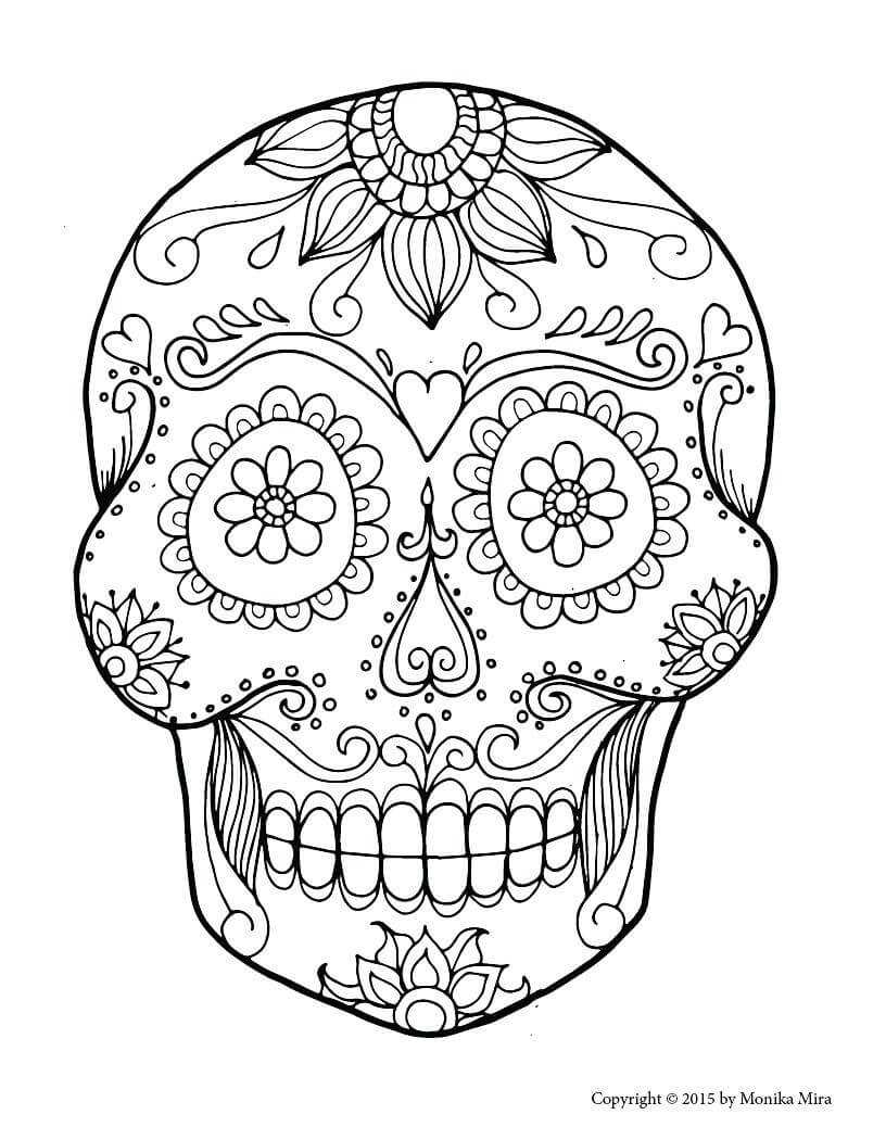 Blank Sugar Skull Coloring Pages – Proteussheet.co Within Blank Sugar Skull Template