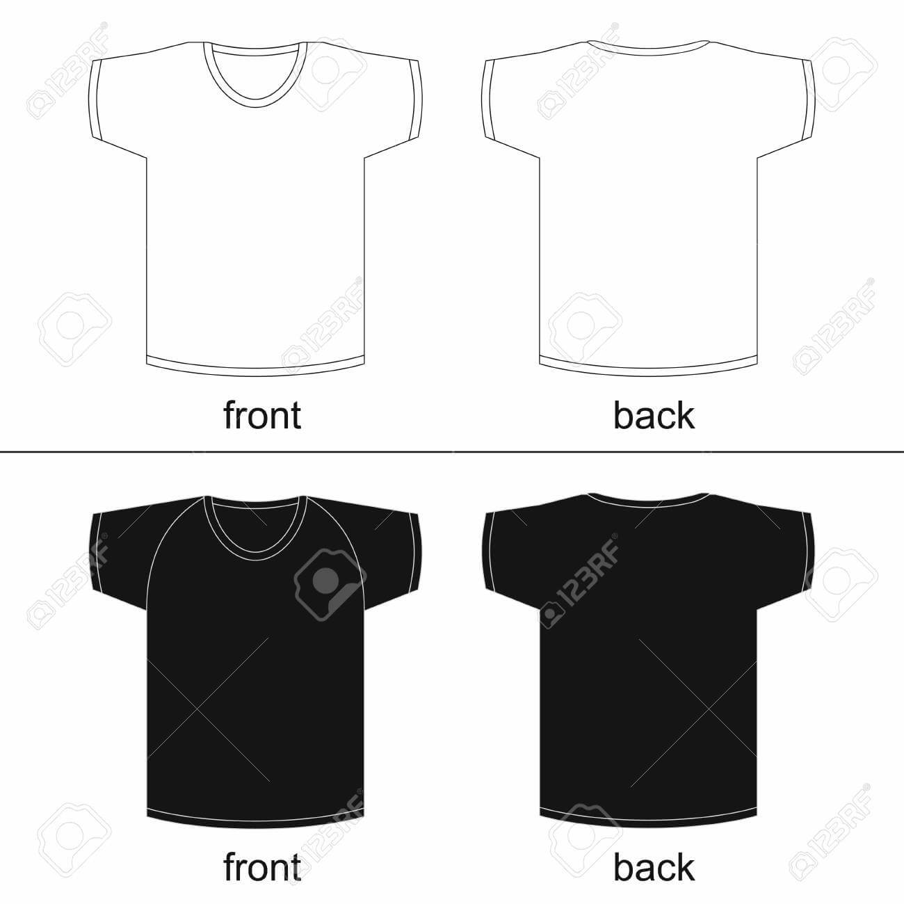 Blank T Shirt Template. Front And Back, For Printable. Vector.. Regarding Printable Blank Tshirt Template