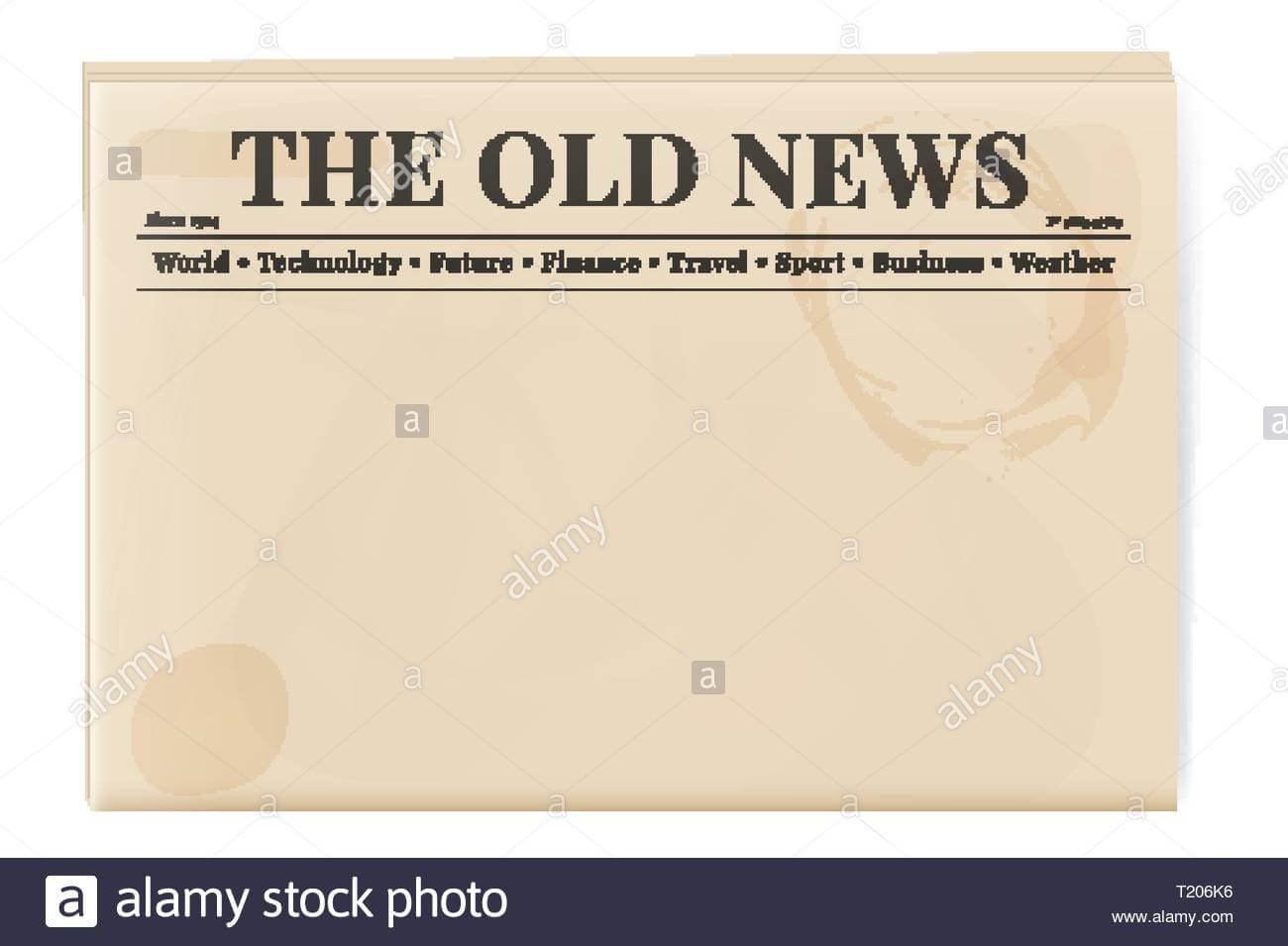 Blank Template Of A Retro Newspaper. Folded Cover Page Of A Regarding Old Blank Newspaper Template