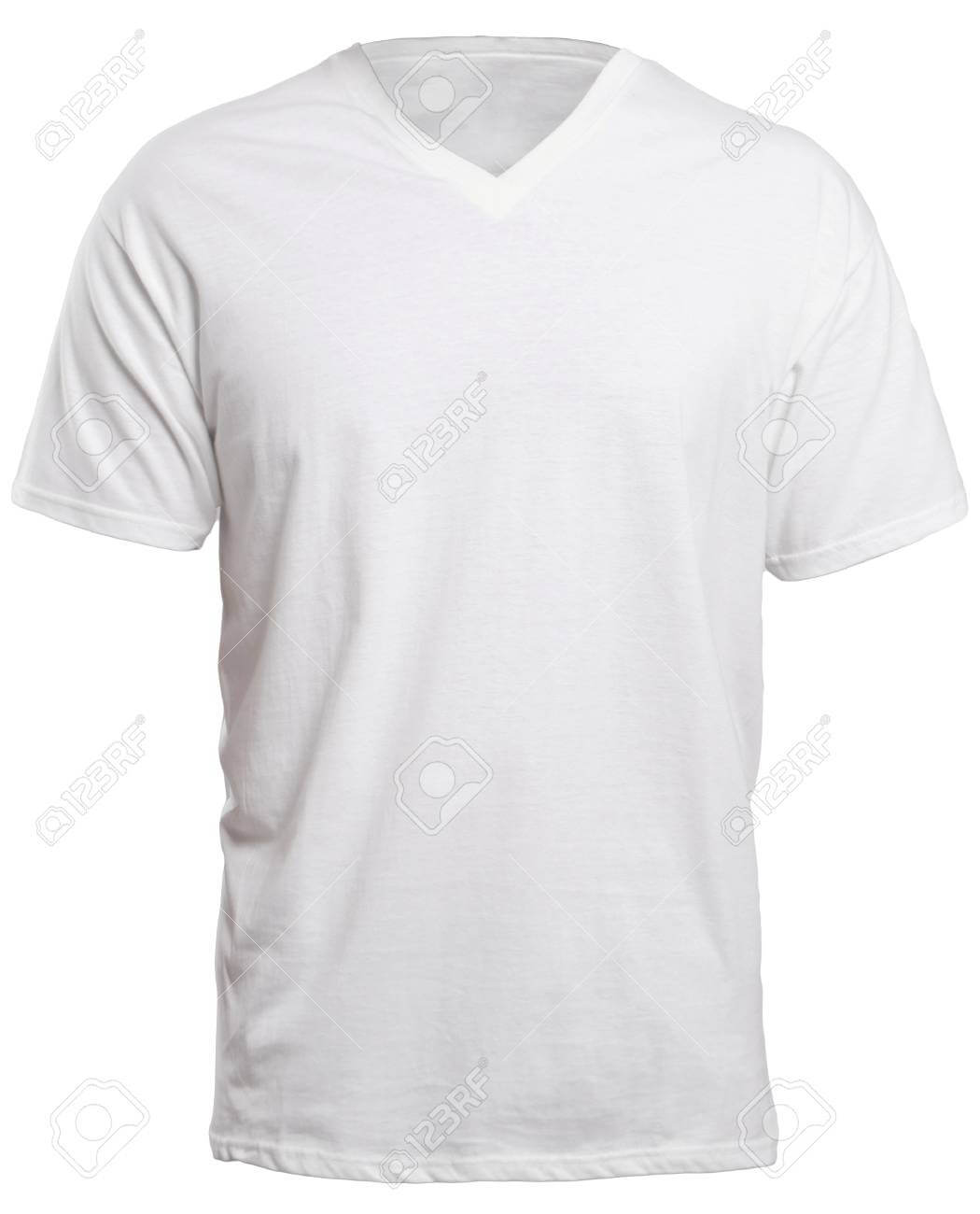 Blank V Neck Shirt Mock Up Template, Front View, Isolated On.. For Blank V Neck T Shirt Template