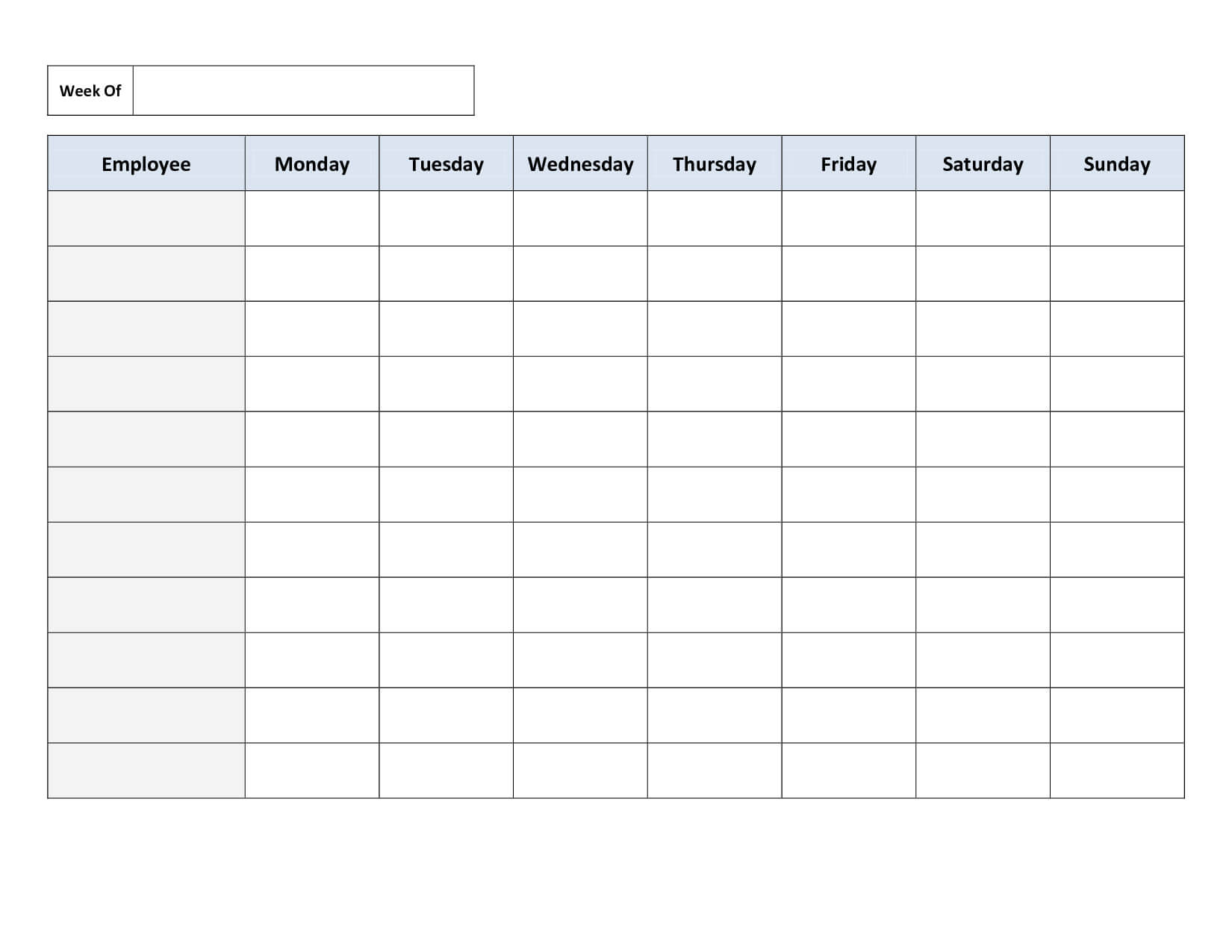 Blank Weekly Work Schedule Template | Cleaning Schedule Throughout Blank Revision Timetable Template