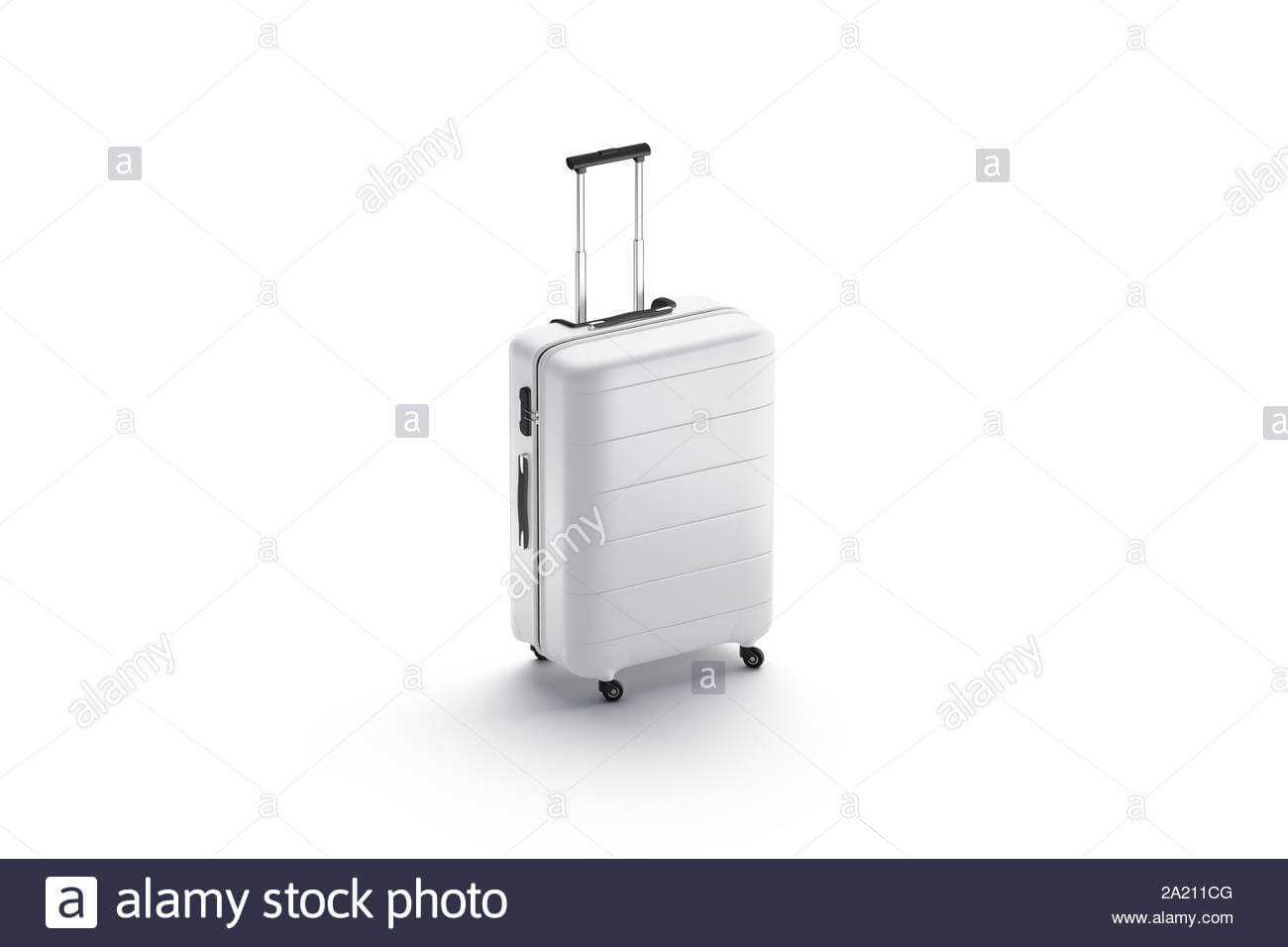 Blank White Suitcase With Handle Mockup Stand Isolated, 3D Intended For Blank Suitcase Template