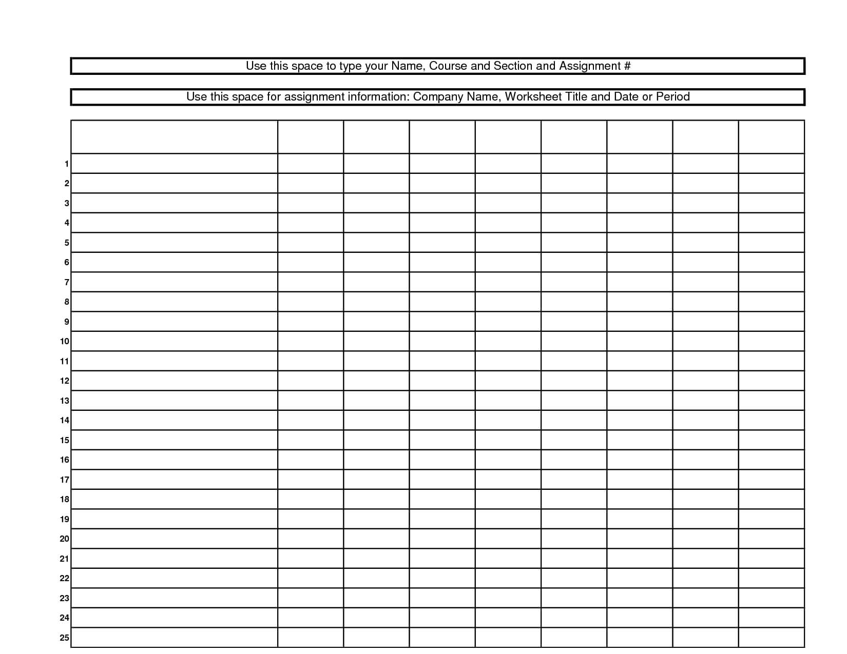 Blank+10+Column+Worksheet+Template | Templates Printable For Blank Table Of Contents Template