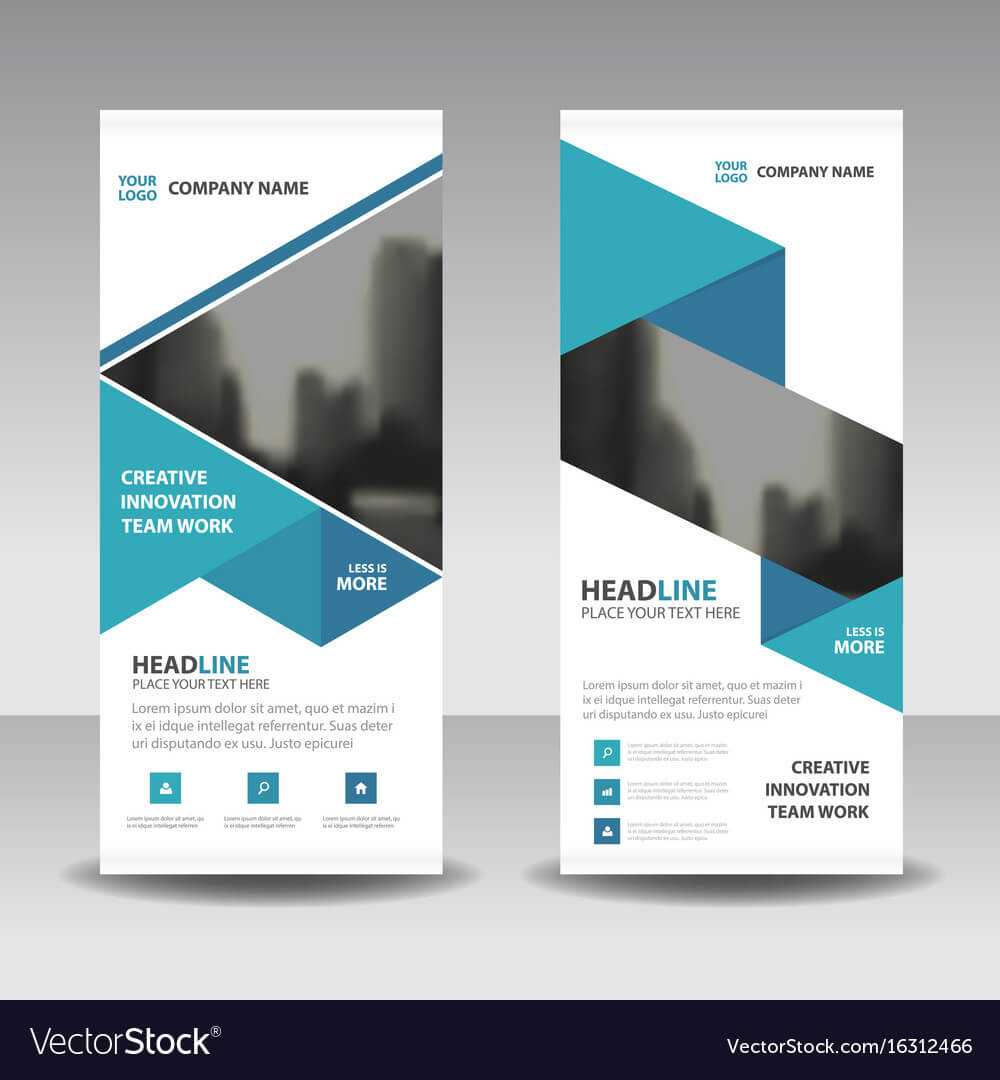 Blue Business Roll Up Banner Flat Design Template With Regard To Pop Up Banner Design Template