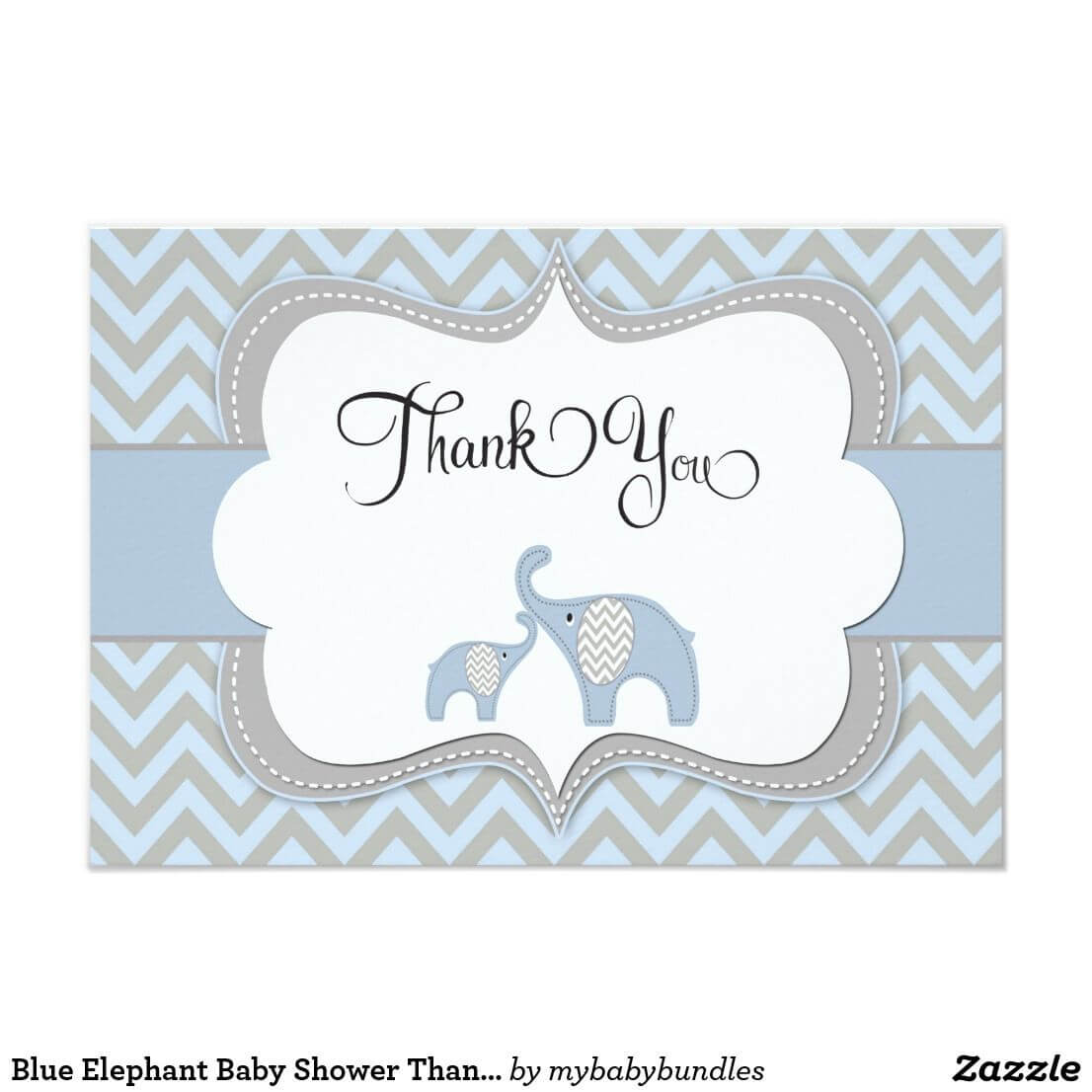 Blue Elephant Baby Shower Thank You Card | Zazzle | Mom Regarding Thank You Card Template For Baby Shower
