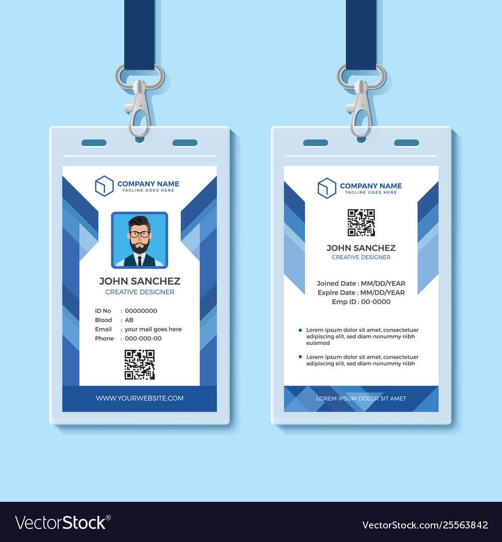 Blue Employee Id Card Design Template In Template For Id Card Free Download