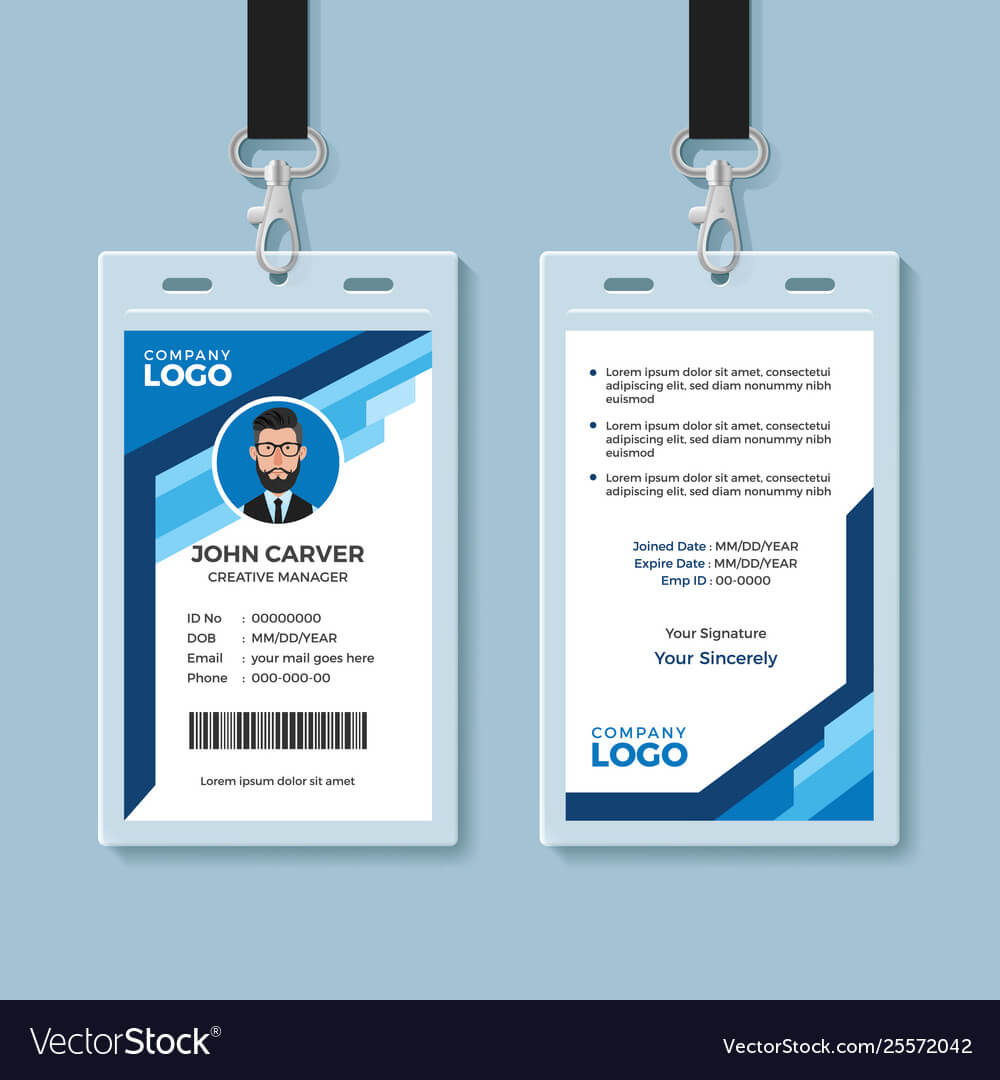 Blue Graphic Employee Id Card Template Inside Template For Id Card Free Download