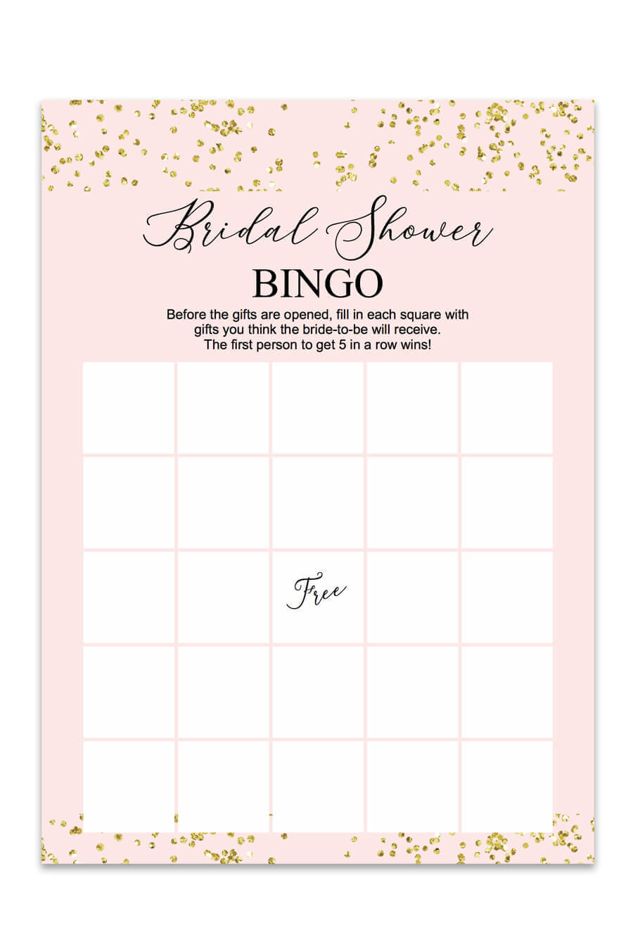 Blush And Confetti Bridal Shower Bingo – Chicfetti With Blank Bridal Shower Bingo Template