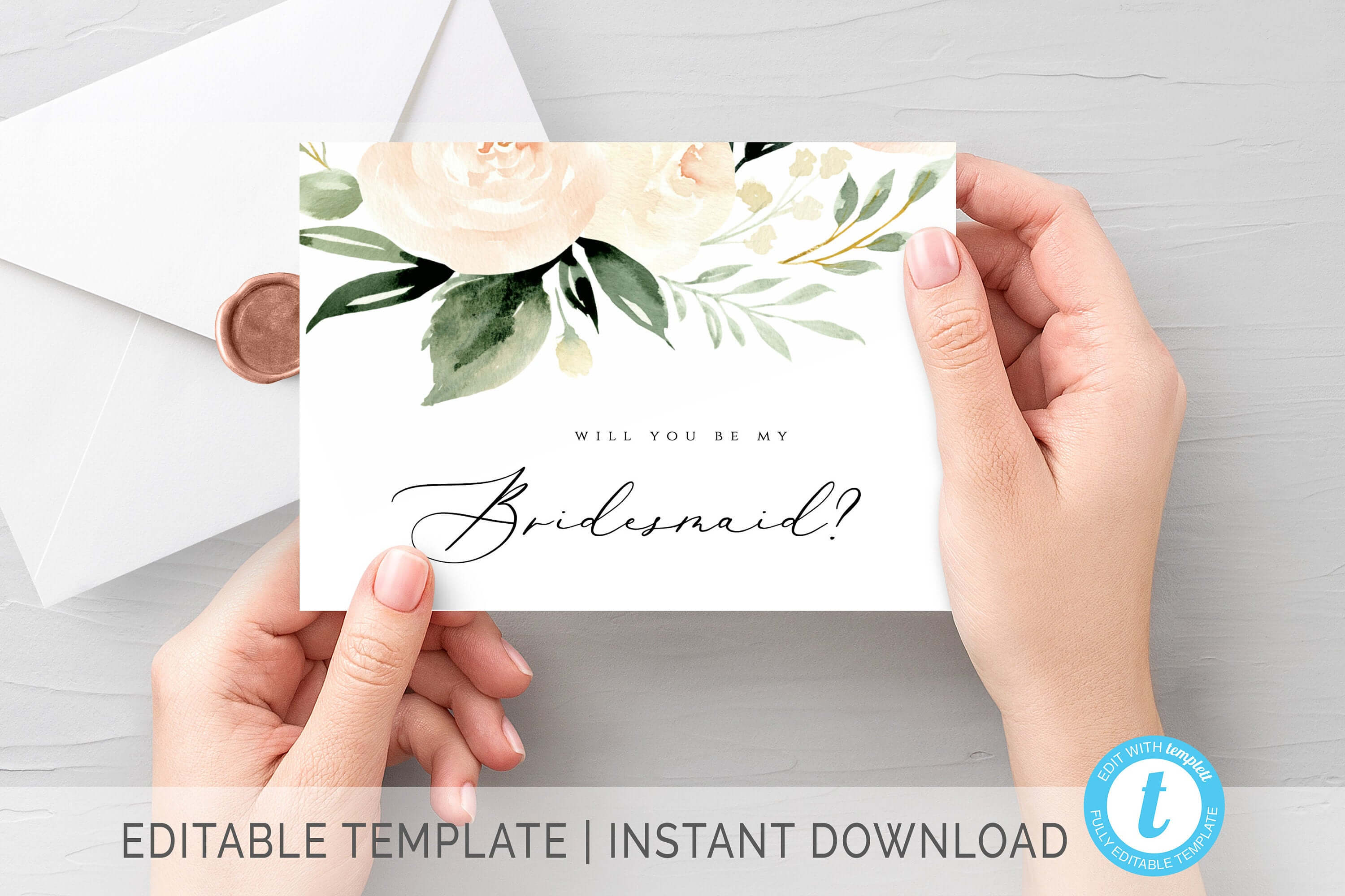 Blush Will You Be My Bridesmaid Card Printable Maid Of Honor Card  Bridesmaid Proposal Card Blush Bridesmaid Request Card Editable Template With Will You Be My Bridesmaid Card Template