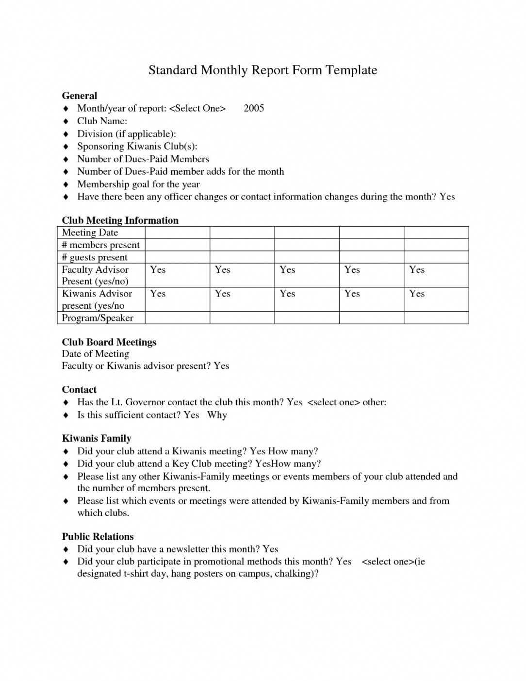 Board Report Template Example – Bino.9Terrains.co Kiwanis Inside Monthly Board Report Template