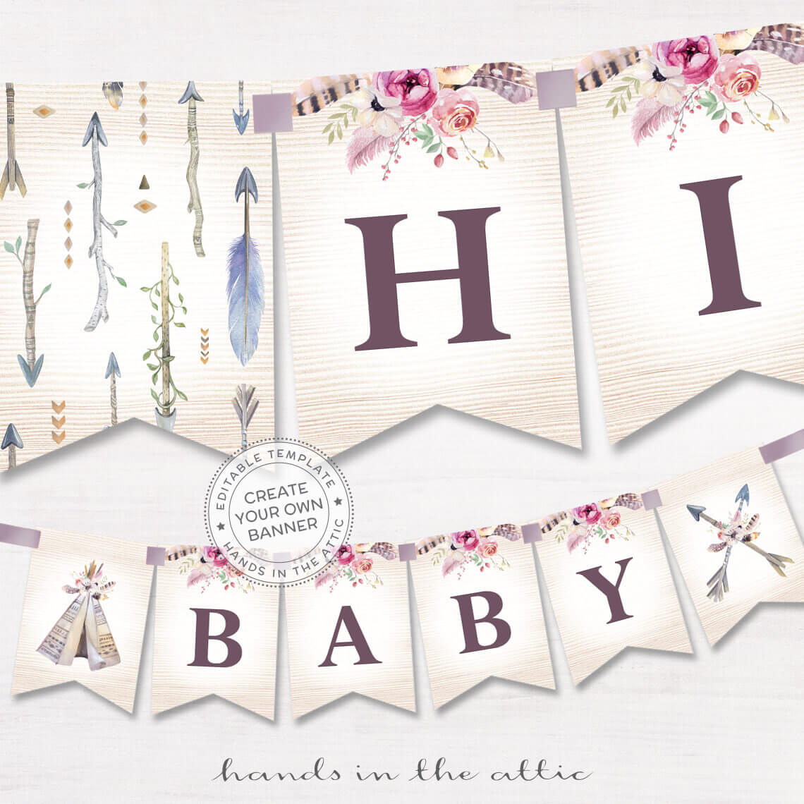 Boho Alphabet Banner Printable, Baby Shower Decor, Bohemian Tribal Party  Props, Pdf Template, Customized Diy Word Banner, Digital Download In Bride To Be Banner Template